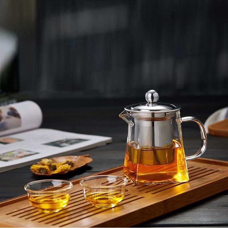 Vanshi High-Temp Glass Teapot with Stainless Steel Filter and Anti-Scald Design - Ideal for Kung Fu Tea