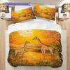 Grassland Giraffe Pattern Bedding Quilt Set Quilt Cover Pillowcase Home Decoration Birthday Gift (1 * Duvet Cover + 2 * Pillowcase, Without Core)