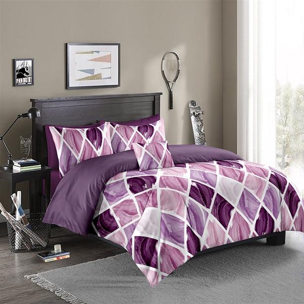 6 Colors Duvet Cover Soft Microfiber Bedding Cover Single Double Full King Size King Quilt Gradient Nordic Diamond Lattice Quilt Cover