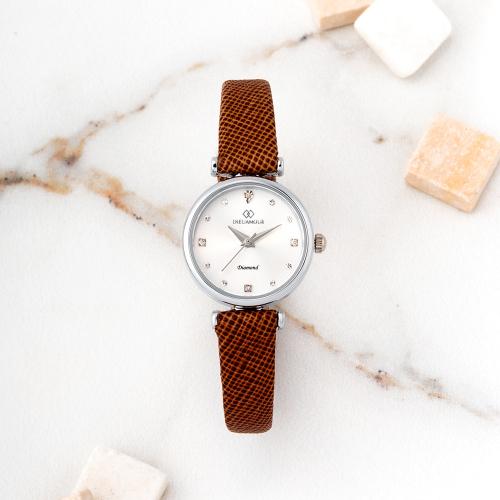 [Dieu Amour] Dieu Amour Women's Diamond Leather Strap Watch DAW3202L-L.BR