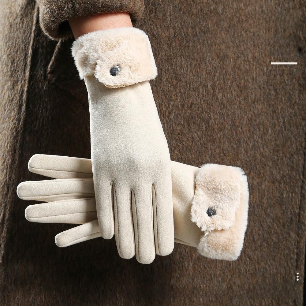 Thick Plush Gloves Windproof Women Mittens All-Match Winter Gloves Autumn