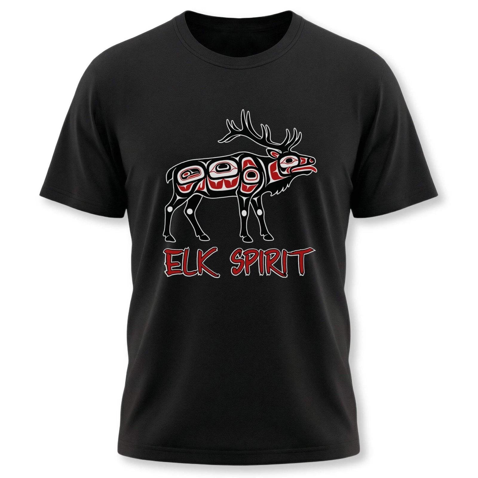 Elk Spirit Formline Art Wildlife T-Shirt | Native American Graphic Tee XXL