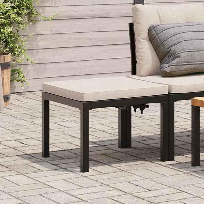 VidaXL Tabouret de jardin avec coussin noir acier enduit de poudre, siège de jardin, tabouret d'extérieur, siège cube, siège 4008564
