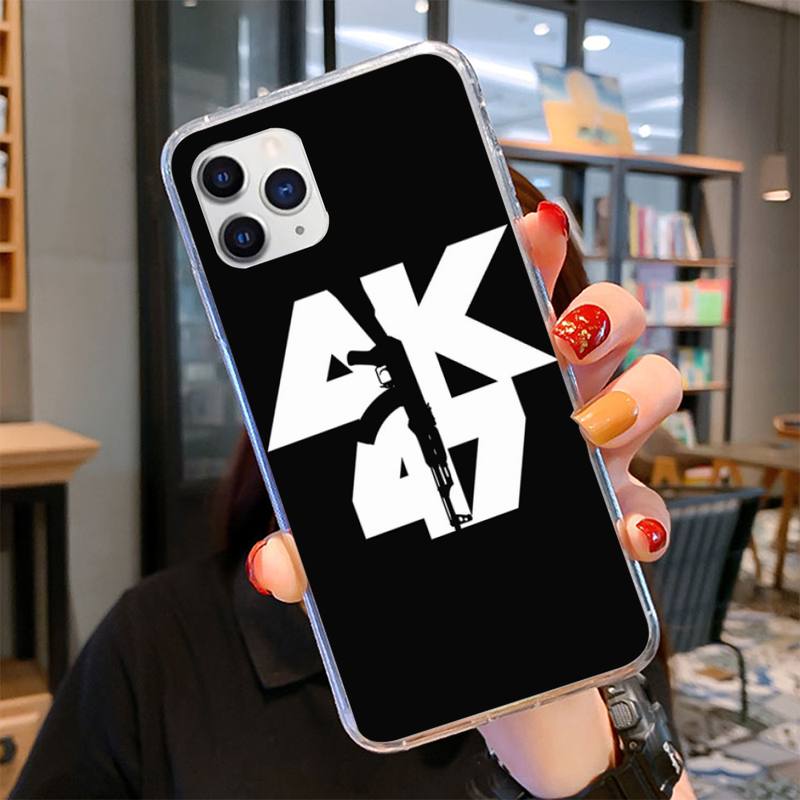 AK47 Handgun Gun BUllets Phone Case for iPhone 11 12 13 Mini Pro Max 8 7 6 6S Plus X 5 SE 2020 XR XS Case Shell