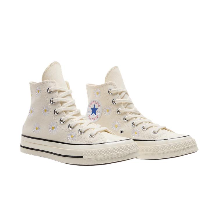 Converse Chuck 70 High Embroidered Daisies - Egret Unisex Sneakers Cream White Black A16762C