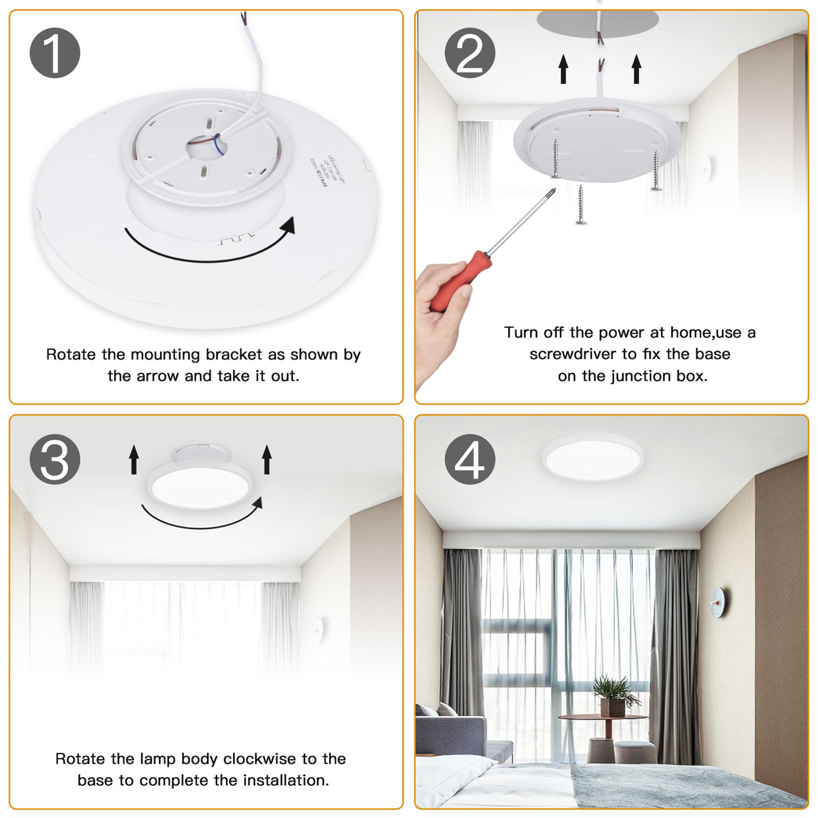 

24W Easy Installation Ceiling Lamp 120-Degree Beam Angle Full Plastic Well Sealed for Living Room