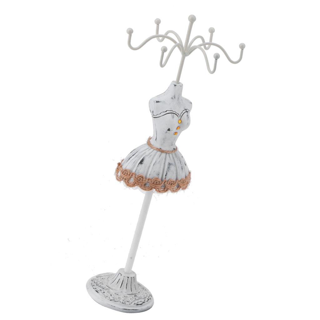 Jewelry Holder Display Necklace Earrings Storage Polyresin Doll Stand with Detachable BracketGrey 2