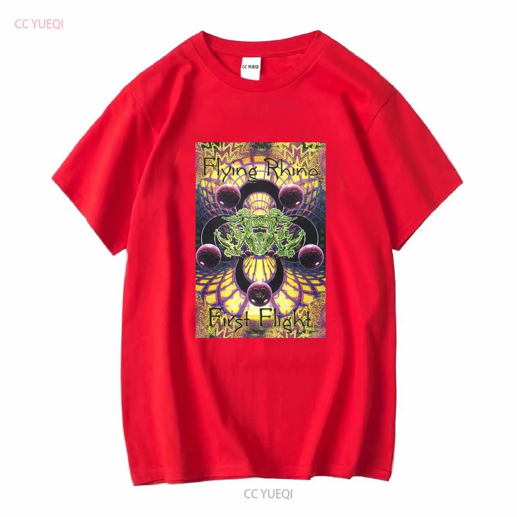 Mens T Shirt Cotton Psychedelic Trance Music Flying Rhino Records First Flight Vintage Washed Stretched Homme Soft Graphic