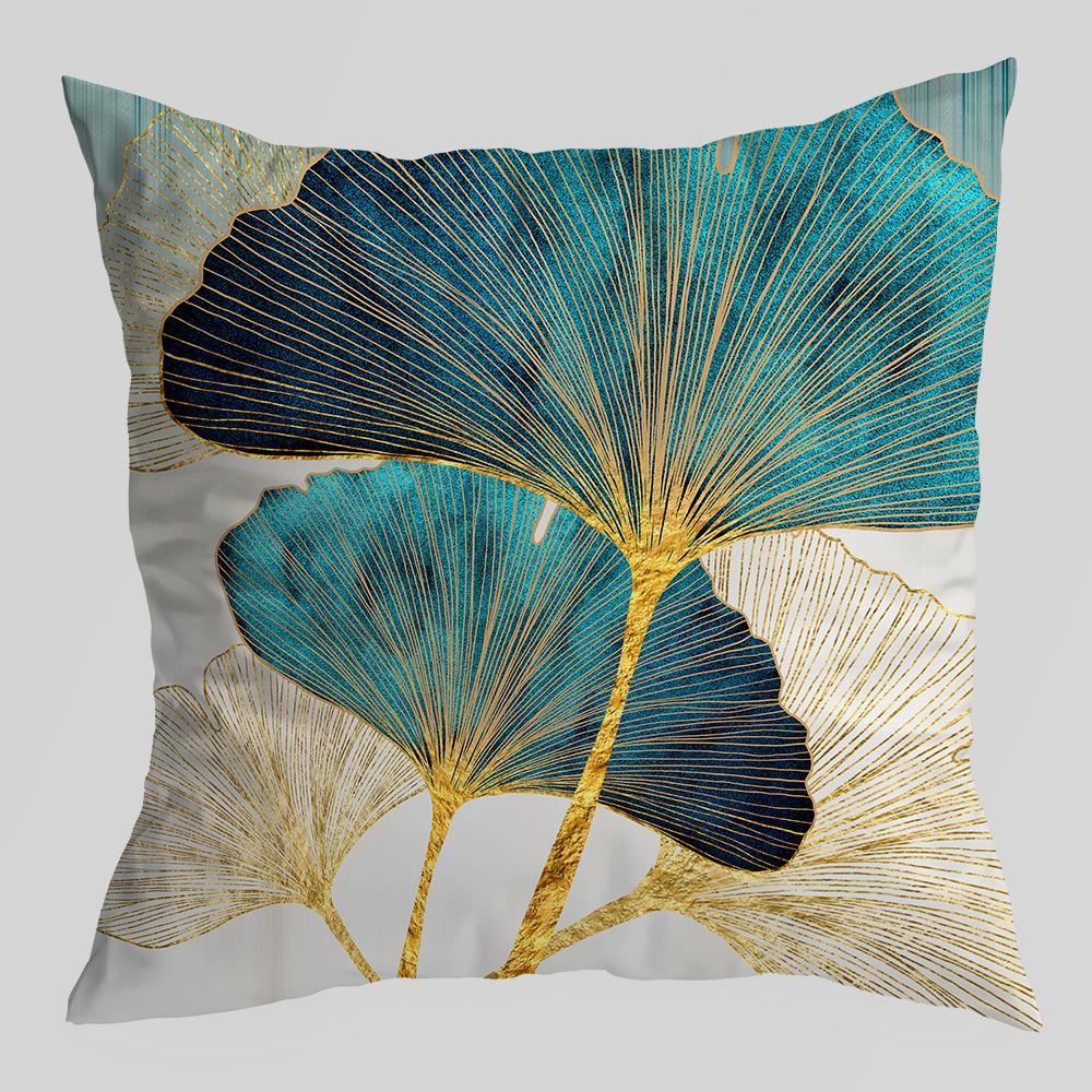 

Новый тип домашней ткани, наволочка и чехол для подушки с принтом листьев гинкго зеленого и золотого цвета 45 * 45Cm without pillow core