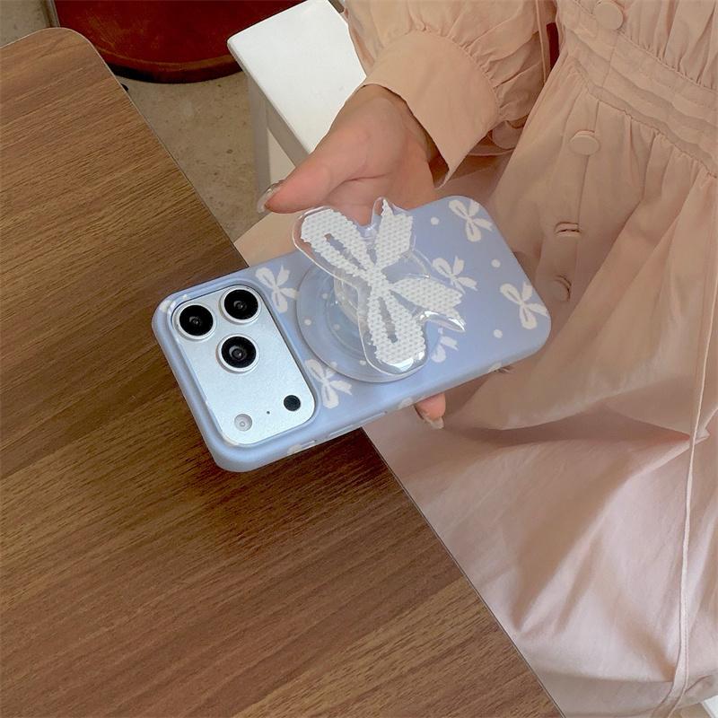 New Blue Bow Tie Magnetic Phone Case For iPhone 16 Pro 15 14 Pro Max 15 Promax Cover For Magsafe Stand Shockproof Cases Girl