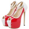 Fashion Patchwork Buckle Slide Sandals Women 16 Cm Super High Heel Large Size Women Sandals Comfortable Patent Leather Party Dress Shoes