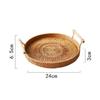 Round Rattan Bread Basket Woven Serving Tray with Handles for Cracker Dinner Parties Coffee