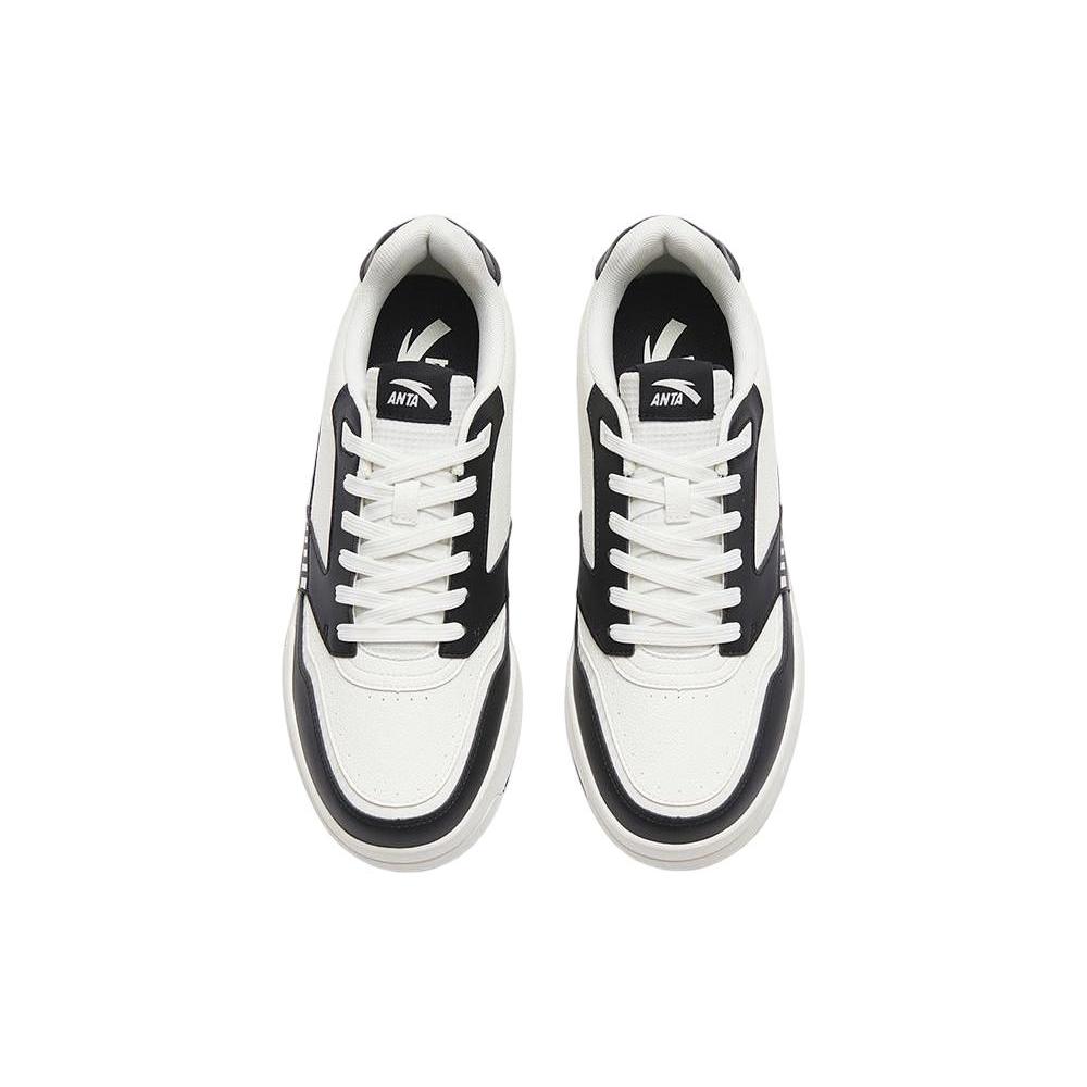 New Anta Slip Resistant Shock Absorbers With Abrasion Resistant Properties Low Top Skateboard Shoes Men's Ivory White Black 912318062-3