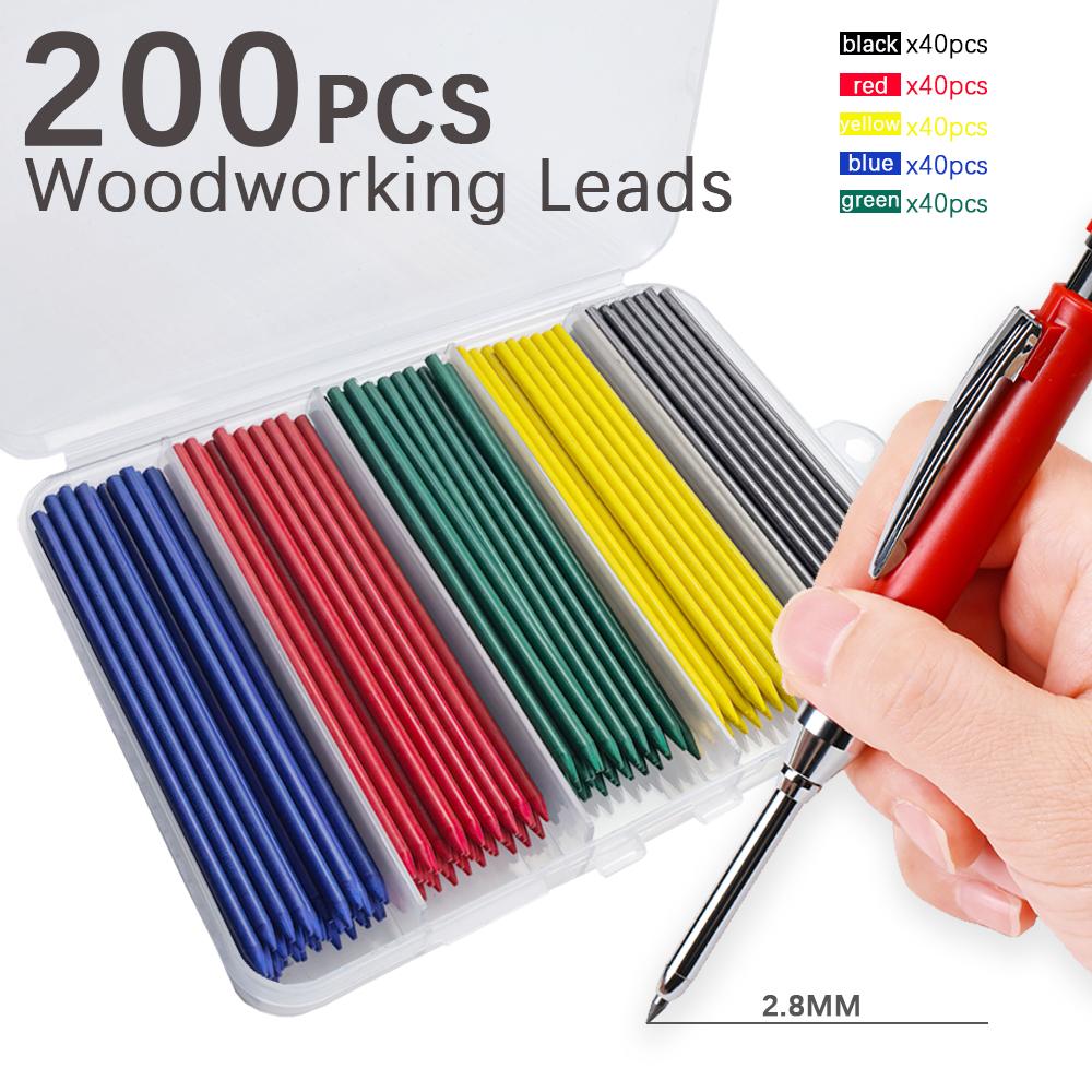 200Pcs/Box Large Capacity High-quality 2.8mm Woodworking Lead Core Replaceable  Waterproof and Oil-based Professional Washable