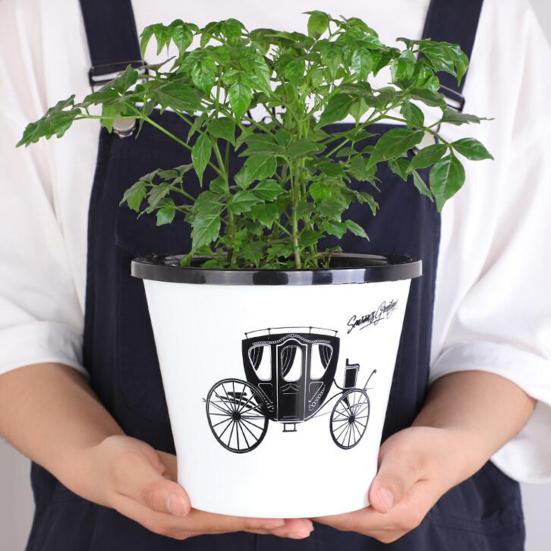 Flowerpot Water Storage Function Anti-slip PP Smooth Surface Plant Pot Patio Decor