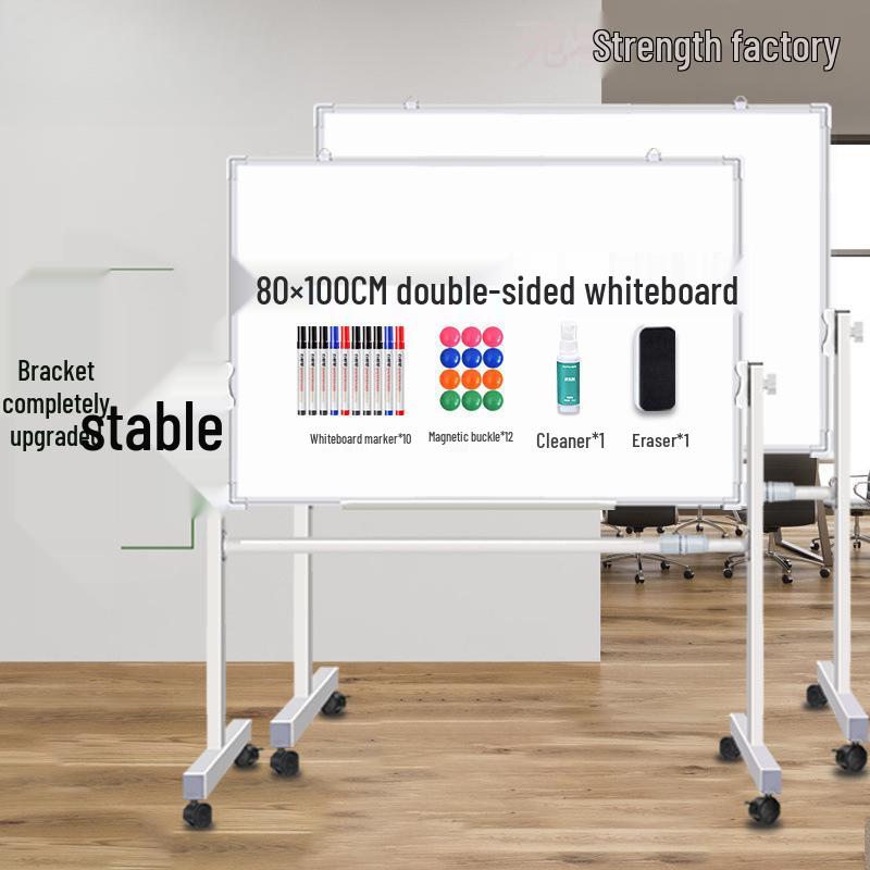 Double-Sided Magnetic Whiteboard & Chalkboard with Mobile Stand for Home, Teaching, and Office Use