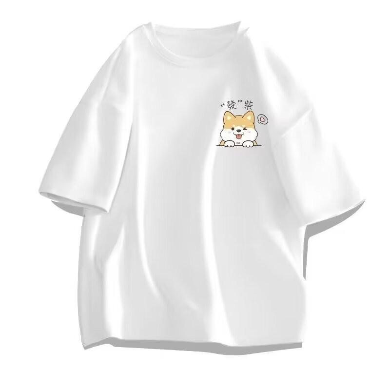 

8XL Летняя лимитированная мужская футболка оверсайз в японском стиле с милым принтом корги, подходящая как для мужчин, так и для женщин M