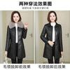 Hair collar removable leather jacket women's leather long imitation fox fur collar plus cotton grass jacket women's thin black
