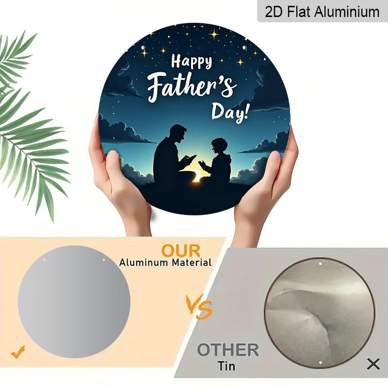 2D Flat, 1pc Father's Day Wall Sign - Aluminum Modern Decorative Art with "Happy Father's Day" Text, Waterproof & Durable, No Power Needed, Easy