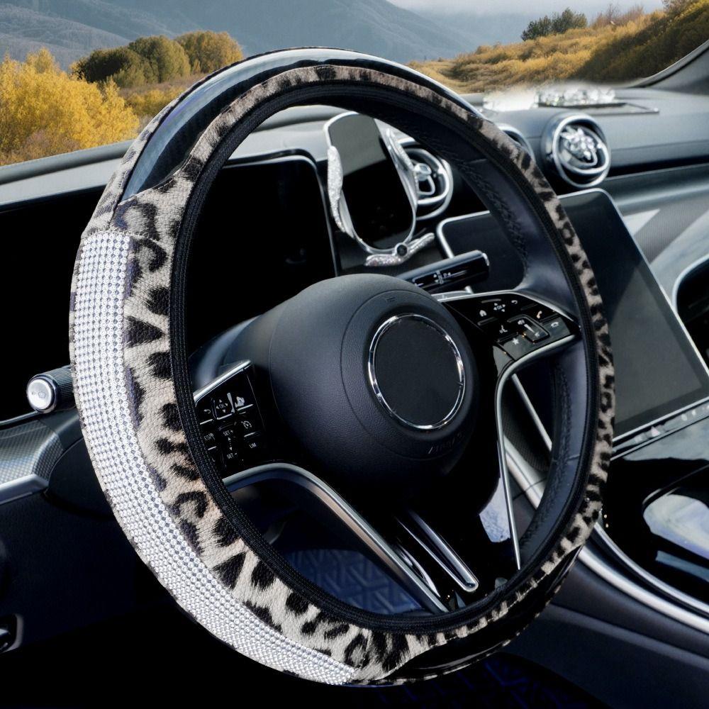 High-End Leopard-Print Leather Car Steering Wheel Cover Interior Car Accessories