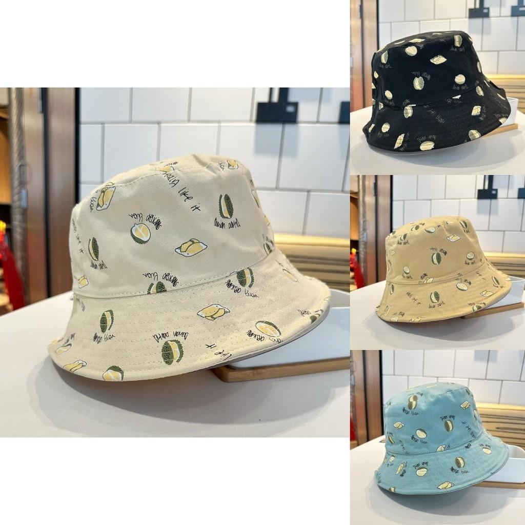 Stylish Korean Durian Embroidered Double-sided Fisherman Hat For Women Spring/summer Sun Protection Bucket Hat