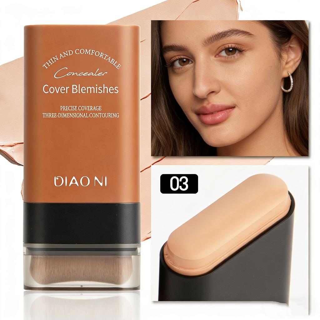 1pc Matte Foundation Stick with Brush Flawless Coverage Liquid Foundation Face Cosmetics