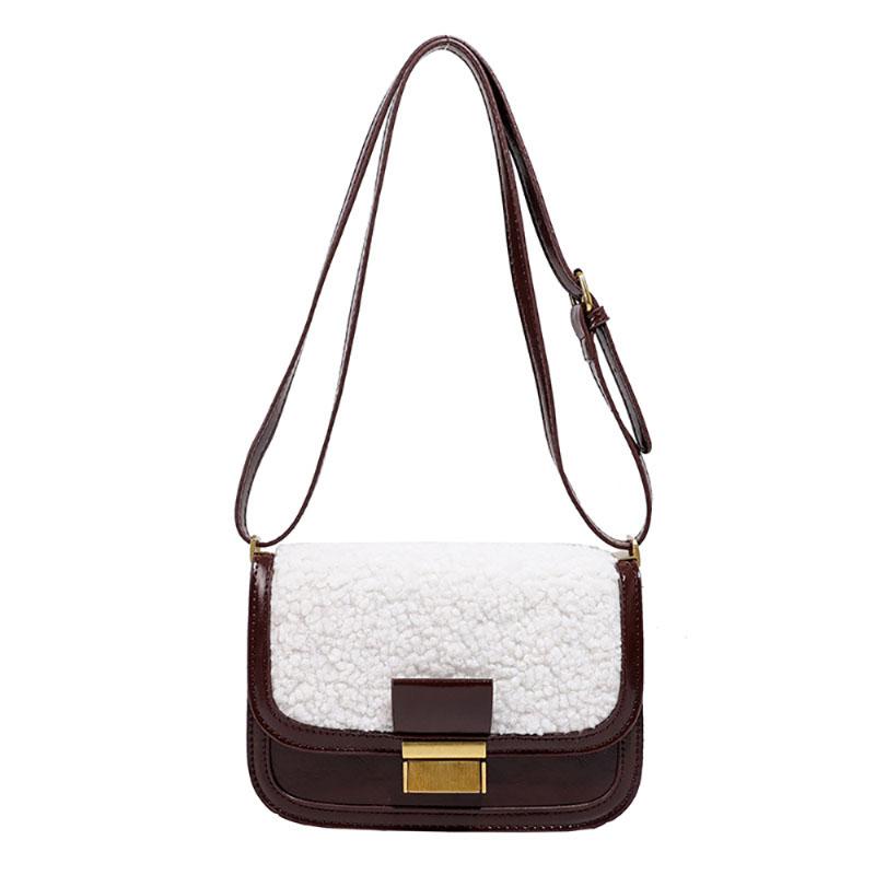High-End Texture Women's Underarm Shoulder Bag Fashion Lamb Wool Splice Design New Crossbody Bag Retro All-Matching Commuter Bag