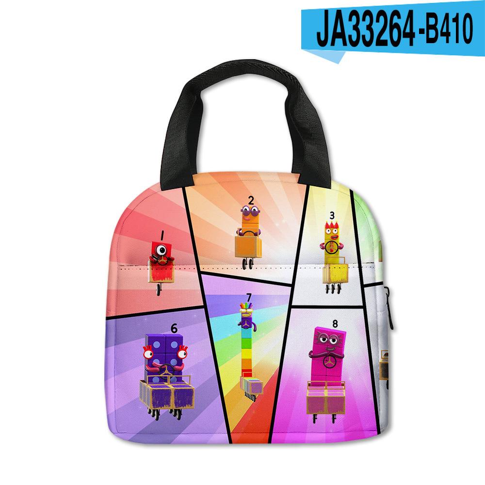 Digital Building Block Numberblocks Lunch Bag Elementary School Student Carry Ice Bag Children'S Meal Bag With Meal Bag