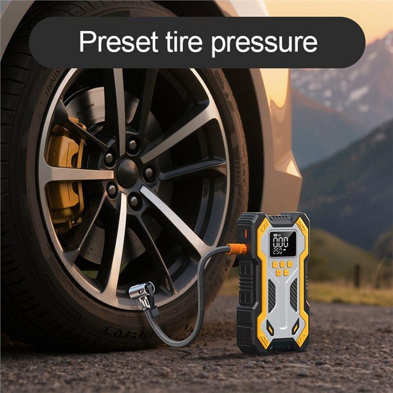 A80X-Car Jump Starter With 10000Mah Air Compressor LCD Screen Portable Booster Battery
