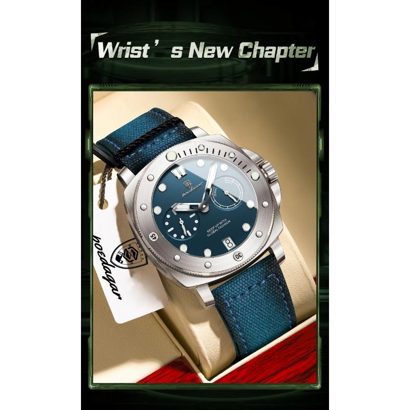 POEDAGAR High Quality Watches for Man Waterproof Luminous Date Exquisite Men Clock Nylon Leather Quartz Fashion Wristwatch
