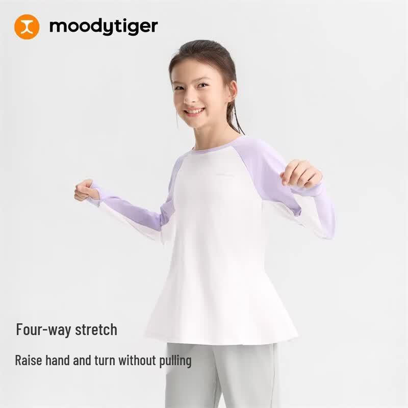 Moodytiger Girls' Long Sleeve UV Protection Sports T-Shirt