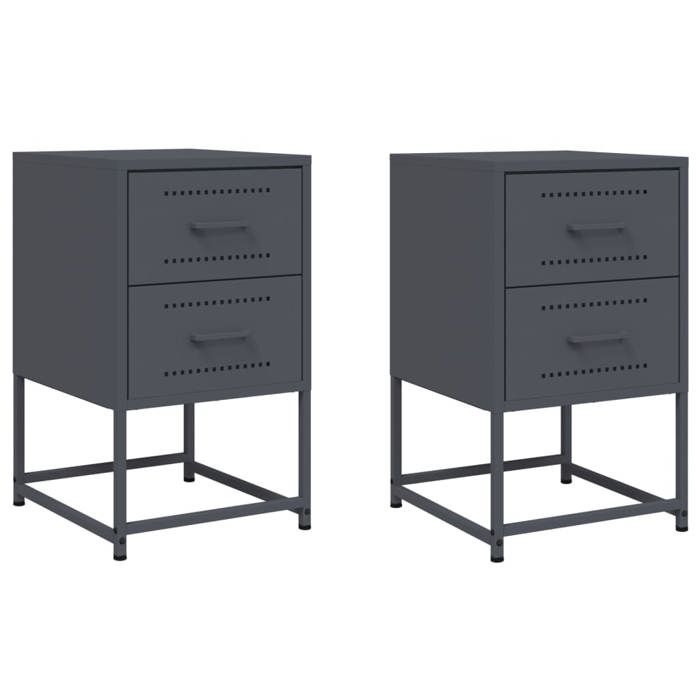 VidaXL Bedside Tables 2 Pcs Anthracite 36x39x60.5 Cm Steel, Cabinet, Side Cabinet, Phone Stand, Table of 846463