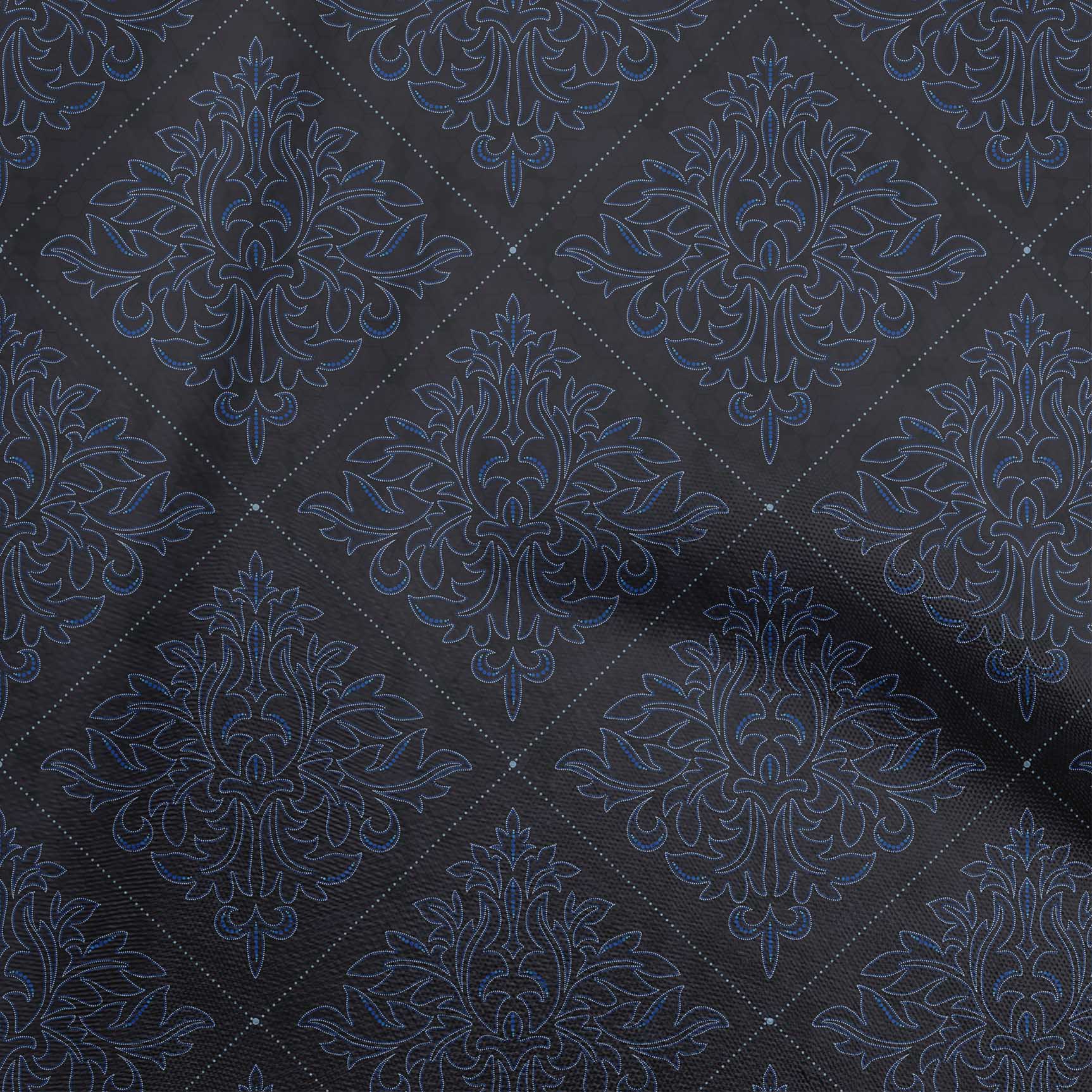 

OneOone Cotton Flex Grey Тканина з квітковим малюнком у крапки для пошиття тканини для рукоділля з принтом у дворі 40 дюймів 42 Inch Wide - Viscose Chiffon темно-синього кольору