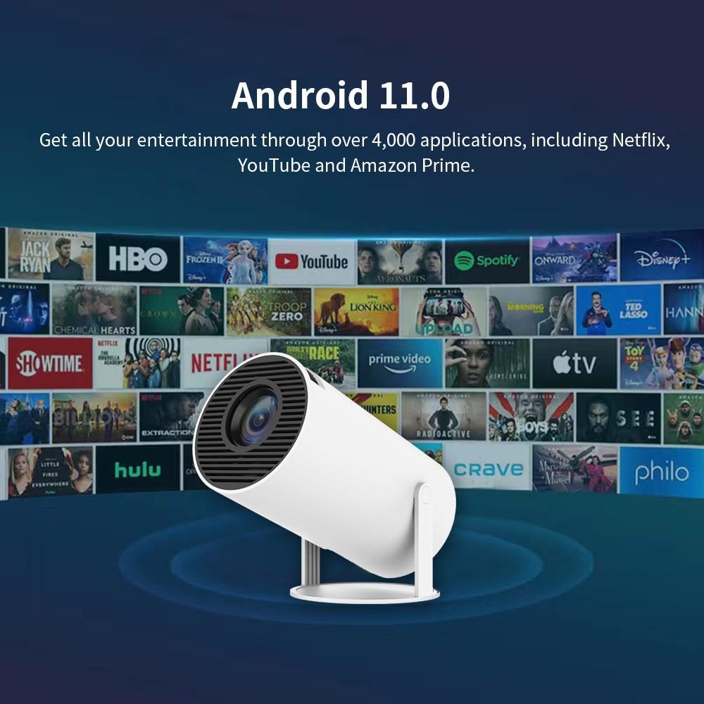 HY300Pro Portable Projector 290ANSI Dual Wifi6 4K Videosource Supported Native 1280*720P Android 11 BT5.4 Cinema Outdoor Mini Projetor Remote Con