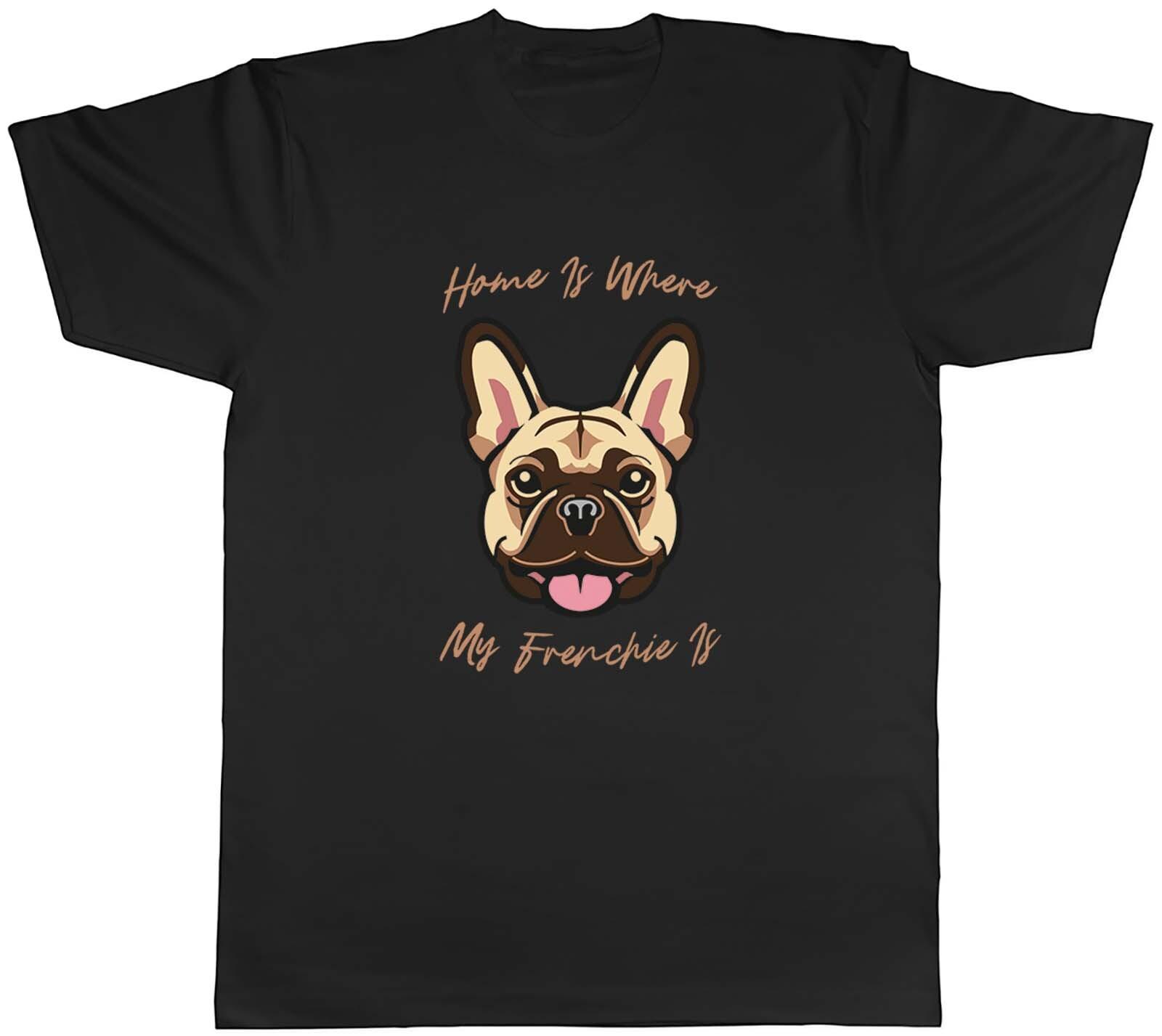 Dog Lover Mens T-Shirt Home is where my Frenchie is Tee Gift S