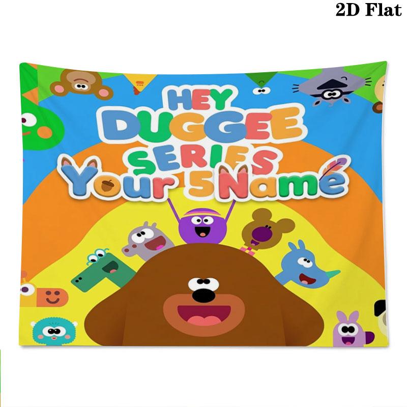 Hey Duggee Custom Name Wall Tapestry Aesthetic Wall Hanging Printed Fabric Blanket Decorative Tapestries for Bedroom Living Room Home Decor