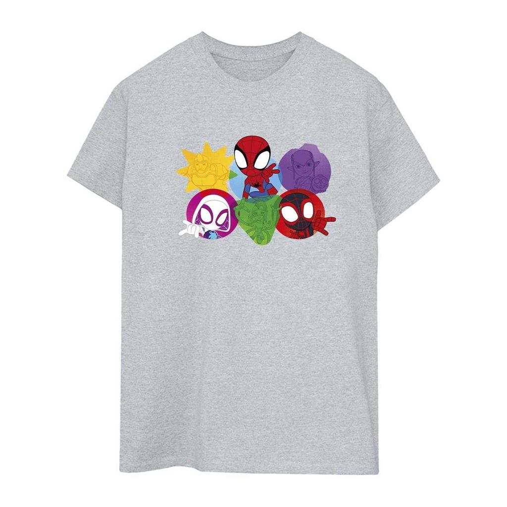 Marvel Womens/Ladies Spidey And His Amazing Friends Faces Cotton Boyfriend T-Shirt
