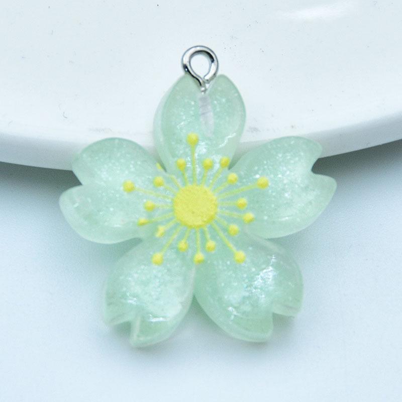Luminous Sakura Daisy Resin Charms: Earrings, Pendants, Keychains for DIY Jewelry
