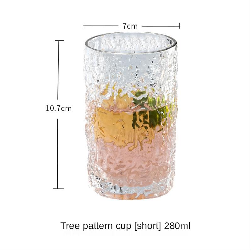 

Japan Style Tree Pattern Glass Translucent Golden Edge Water Tea Cup Simple Creative Whiskey Beer Glass for Household 1PCS
