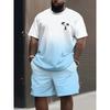 Set T-shirt a maniche corte e pantaloncini da uomo per esterni, strada, manica corta, pantaloncini, taglie forti, casual, estivo, T-shirt, set da 2 pezzi