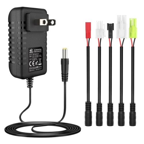 Melasta 2.4V-12V Nickel-Metal Hydride Battery Charger with 5 Conversion Cables (DC Plug To Tamiya, Mini Tamiya, SM-2P, JST, HuanQi Connectors) for 7.2