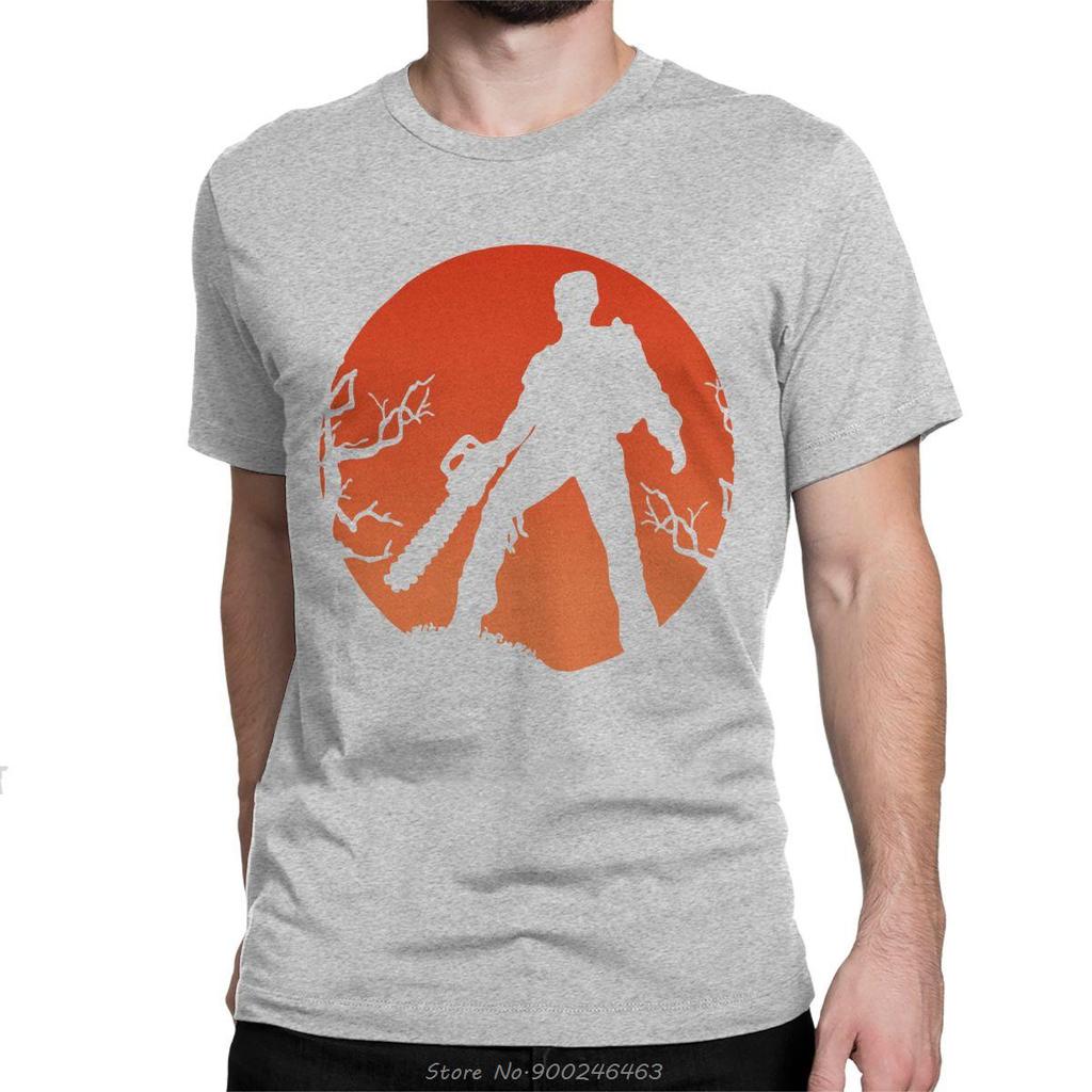 Funny Ash Vs The Evil Dead T-Shirt for Men Cotton T Shirt Horror Movie Bruce Campbell Short Sleeve TShirt Tees Streetwear