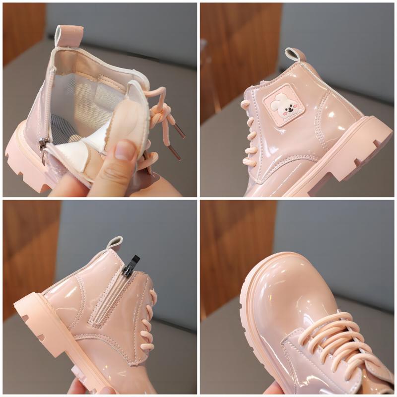 Kinder stiefel herbst neue helle leder kaninchen seite zipper mädchen kurze stiefel