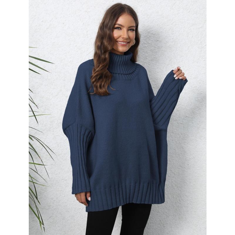 Women's Fall/winter Pullover Knit Solid Color Turtleneck Lapel Sweater