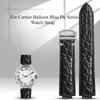 Genuine Leather Watch Strap for Cartier Balloon Blue De Series Waterproof Exquisite Crocodile Leather Convex Interface Watchband