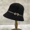Japanese Autumn Simple Belt Knitted Bucket Hat Women'S Casual Versatile Thermal Basin Hat Bucket Hat
