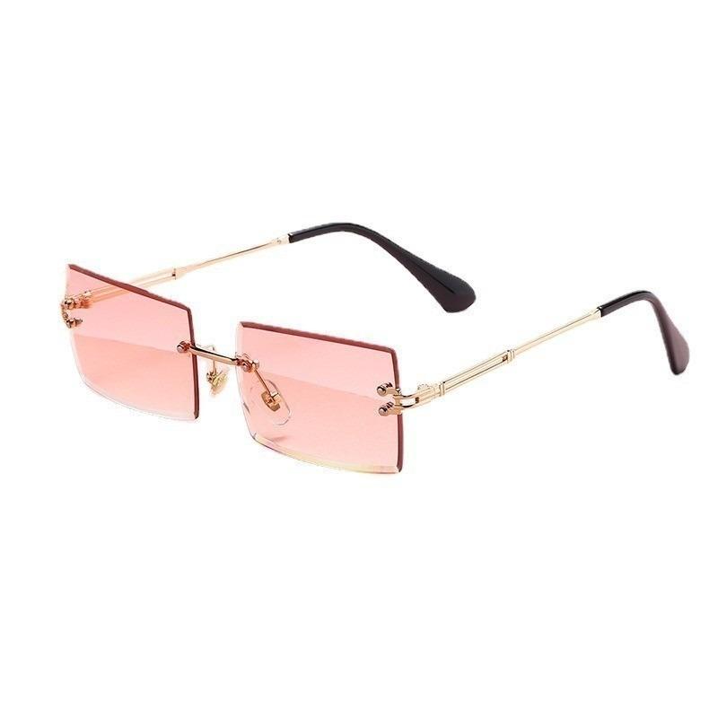 Retro Women Sunglasses Brand Designer Fashion Rimless Gradient Sun Glasses Shades Lady Cutting Lens Ladies Frameless Eyeglasses