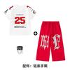 Kids Hip Hop Dance Outfit Set - White Short Sleeve Top Red Pants Boys Girls Stage Performance