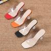 Crystal Clear Transparent Slippers Female Shoes Middle Heels Comfortable New Summer Women Shoes Woman Fashion Cool Mules Slides