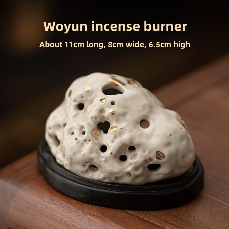 

Creative Ceramic Taihu Rock Coil Incense Burner Handmade Zen Study Decor Desktop Aromatherapy Mini Holder for Home Office